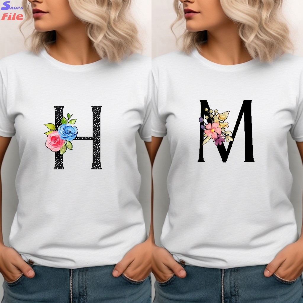 Iniciales, letras del alfabeto, abecedario, Pegatina para planchar ropa blanca