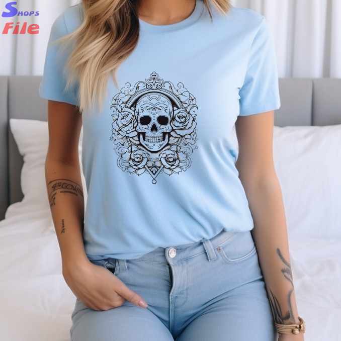 Camiseta calavera, camiseta para mujer, camisetas de algodón, ropa mujer, ropa