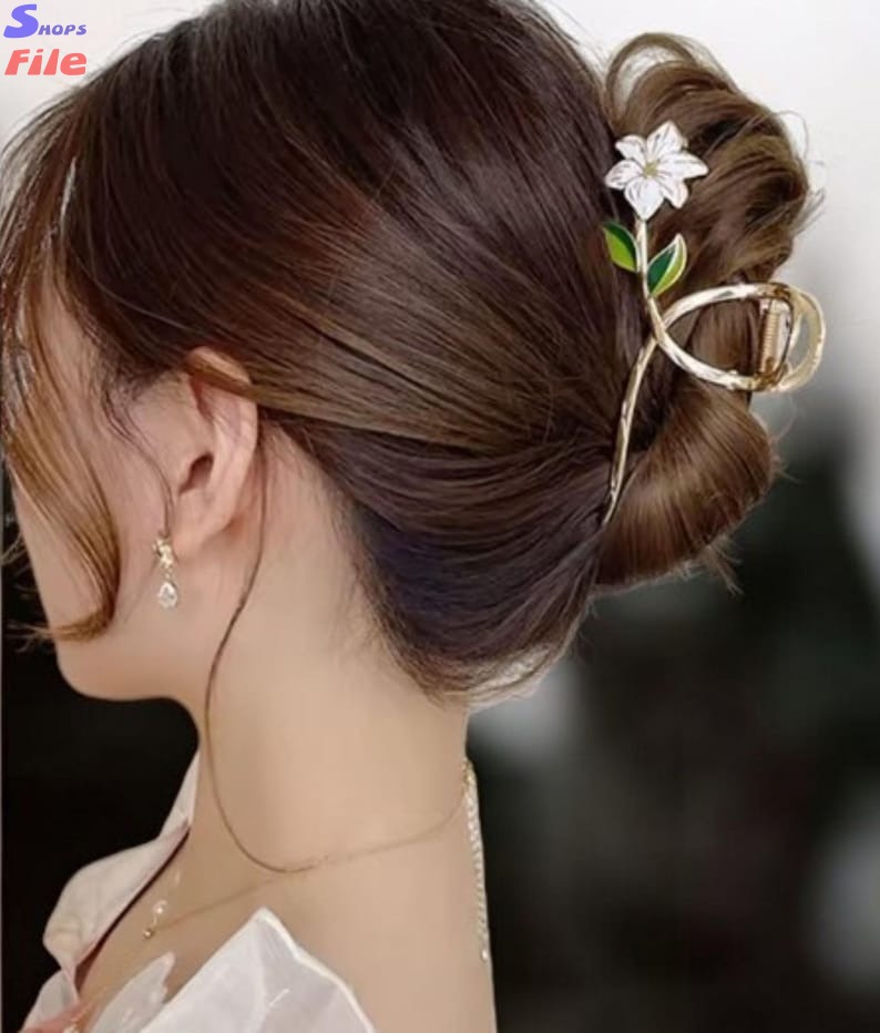 Gold Flower Hair Claw Clip Elegant Floral Hair women Accessory