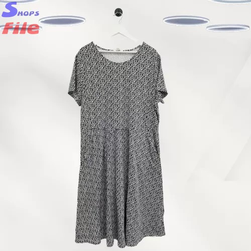 Ex Seasalt Women's Short Sleeve Printed Jersey Midi Dress in Navy