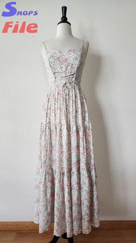Anthropologie Maxi Dress New Size Large Floral Goddess Coquette Lace Up Boho