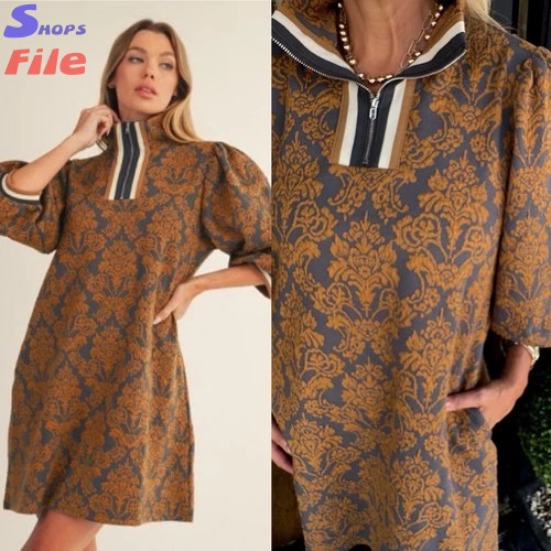 Brown Floral Rio sleeve western Farm Flower midi Dress Anthropologie Earrings