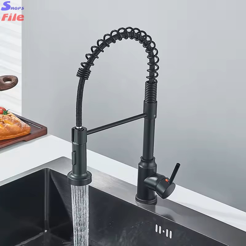 Pull Down Kitchen Faucet Sing Handle Hot Cold Water Mixer Tap 360 Swivel Dual