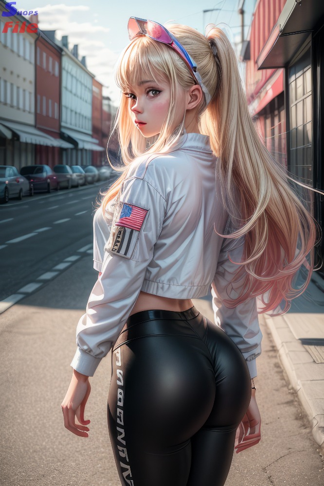 4 Blonde girl with ass on the street