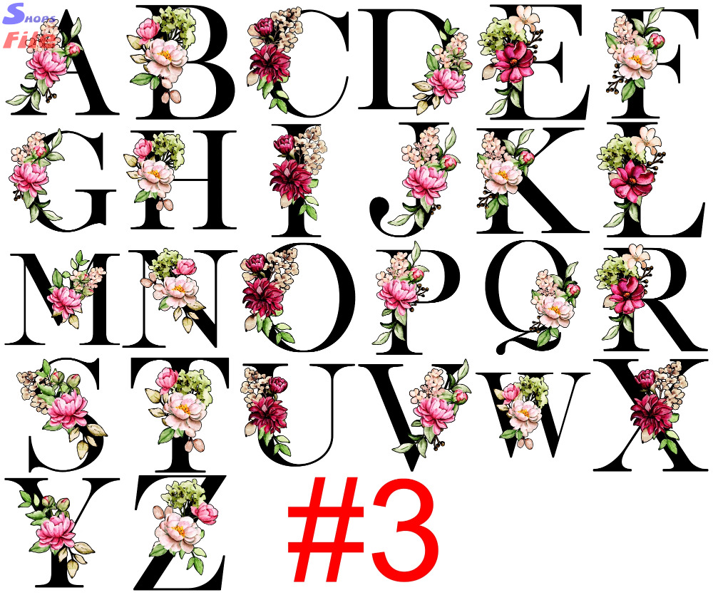 4 Iniciales, letras del alfabeto, abecedario, Pegatina para planchar ropa blanca