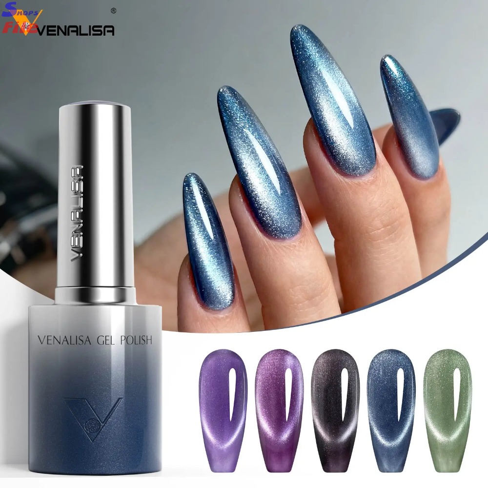 4 VENALISA 10ml Cat Eye Gel Nail Polish Ultra Sparkle Glitter Gel HEMA FREE TPO FREE Semi Permanent UV LED Soak Off Nail Manicure